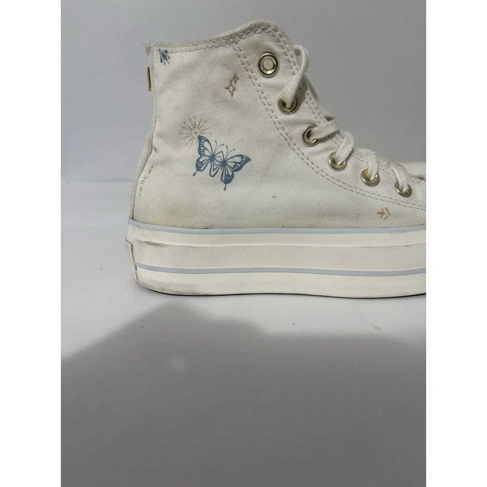 Converse All Star Lift Platform Canvas High Top Cream/Cocoon Blue Sz 6
